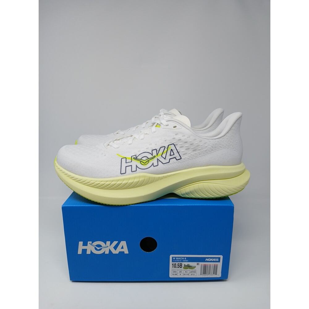 HOKA Mach 6 in the White Neon Hoka Citrus Women’s US Size 10.B New 1147810/WNH - Picture 1 of 16